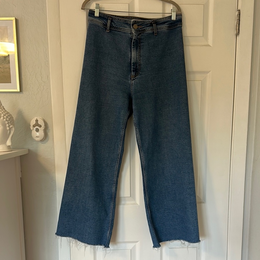 Zara Women's Blue Wide-Leg Jeans